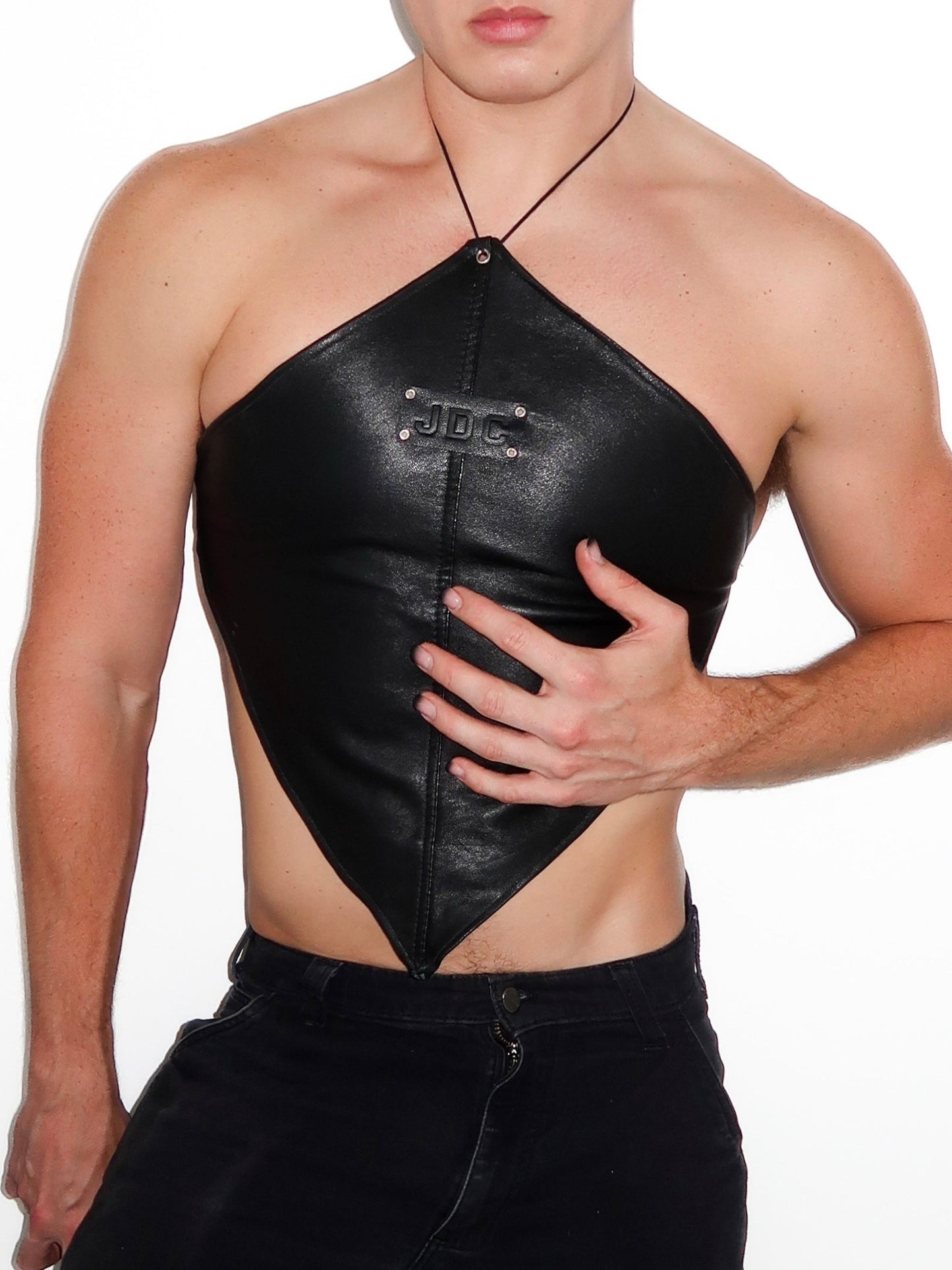 Defiant Diamond Leather Halter Top
