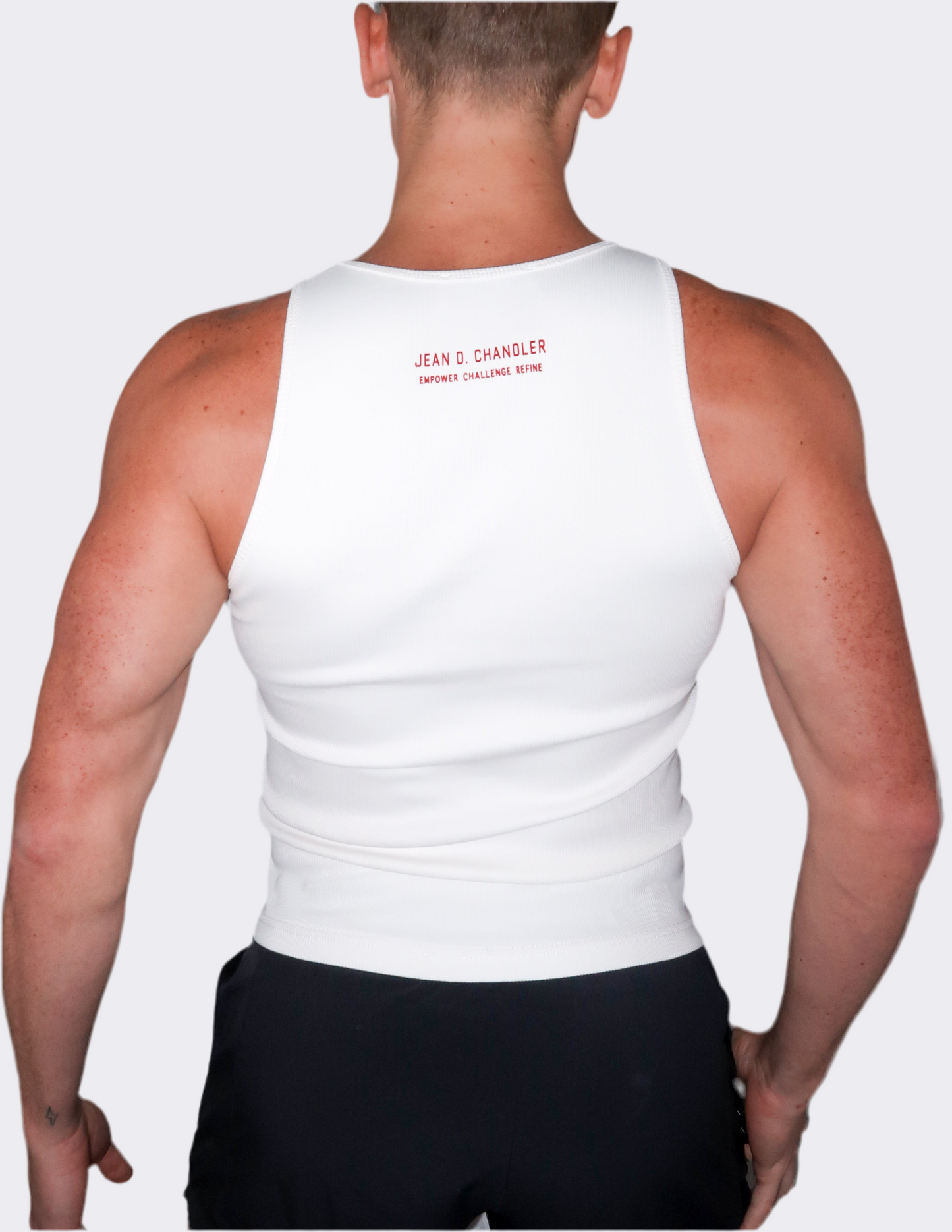 White Ribbed Cotton JDC Logo Tank Top