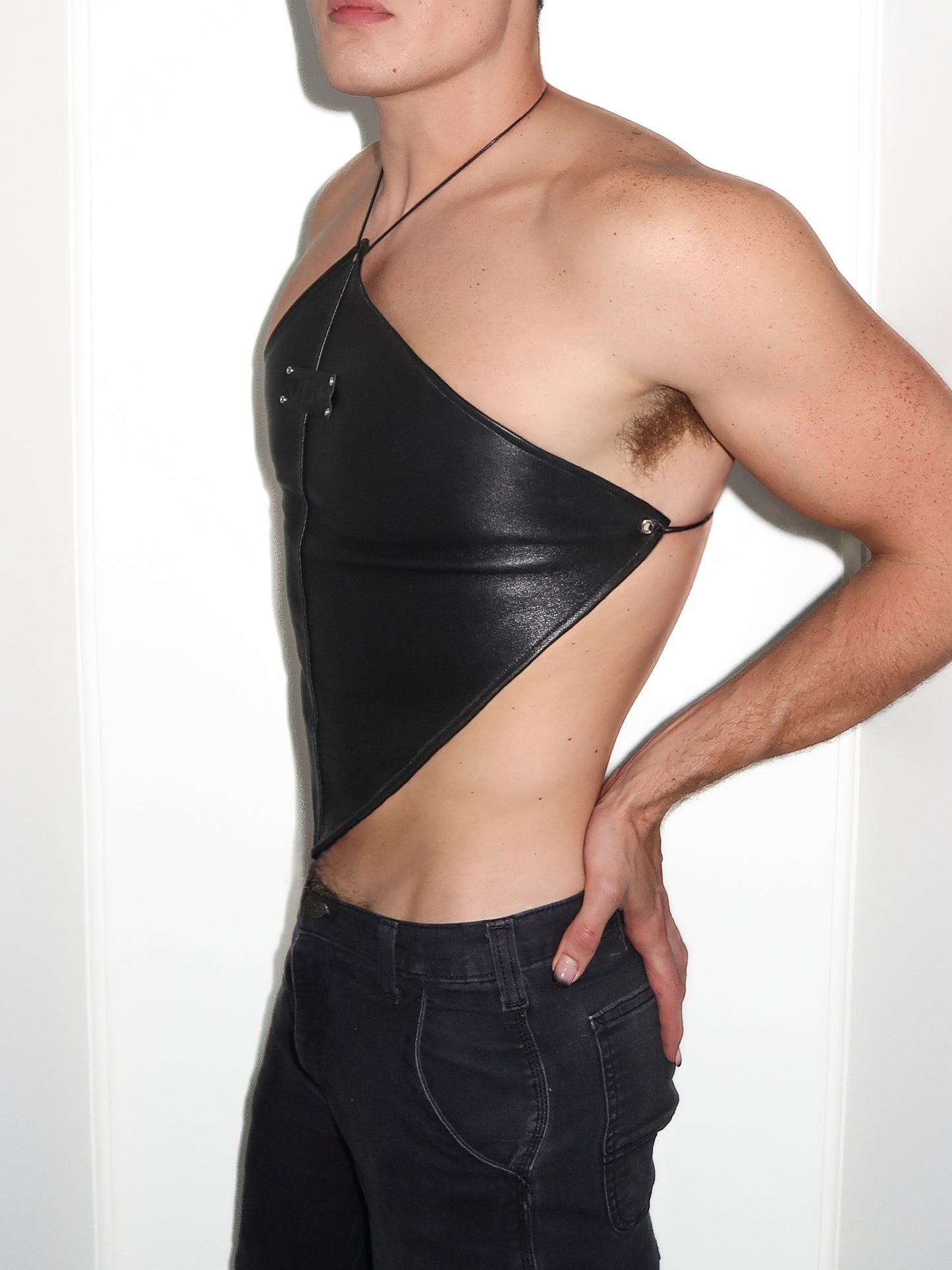 Defiant Diamond Leather Halter Top