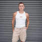 White Ribbed Cotton JDC Logo Tank Top