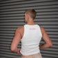 White Ribbed Cotton JDC Logo Tank Top
