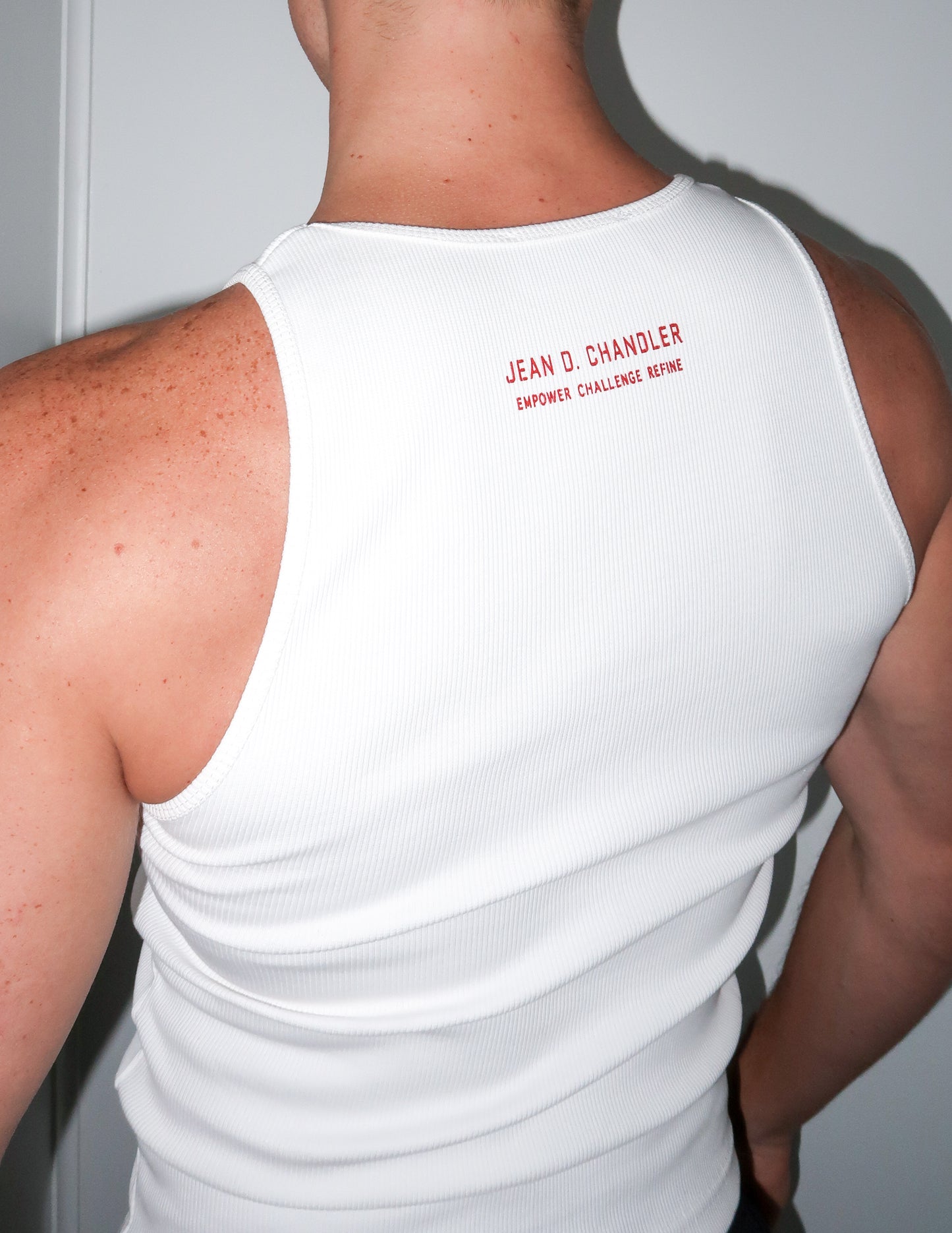 White Ribbed Cotton JDC Logo Tank Top