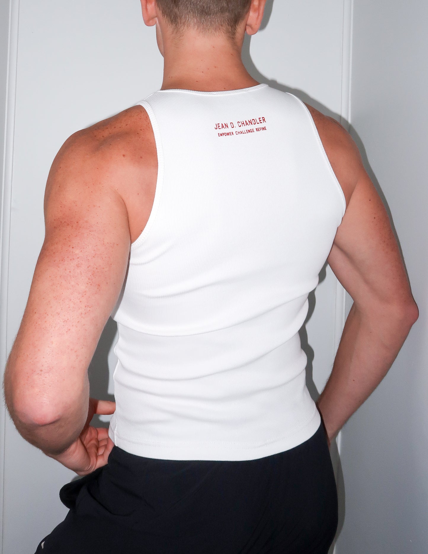 White Ribbed Cotton JDC Logo Tank Top