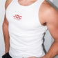 White Ribbed Cotton JDC Logo Tank Top