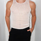 White Rib Mesh Tank Top