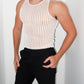 White Rib Mesh Tank Top