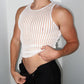 White Rib Mesh Tank Top
