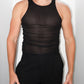 Black Rib Mesh Tank Top