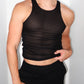 Black Rib Mesh Tank Top